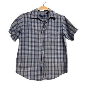 Vintage Anchor Blue‎ Boys Navy Checkered Button Down Dad Shirt